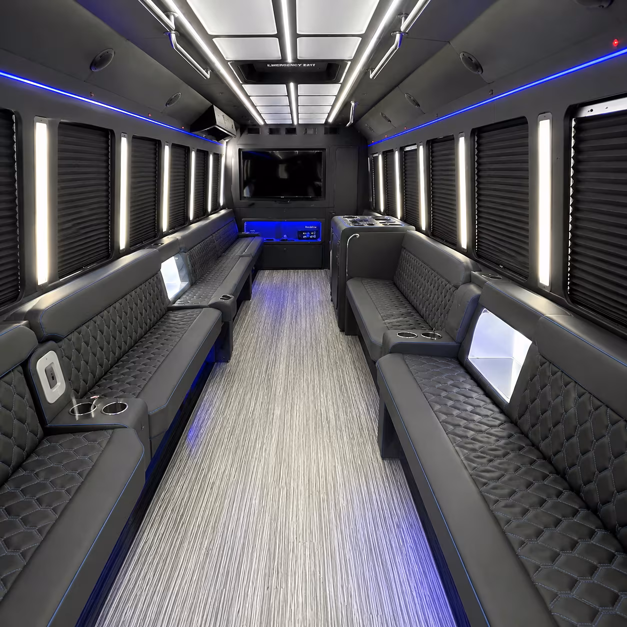 New Orleans Bachelor & Bachelorette Transportation party bus interior