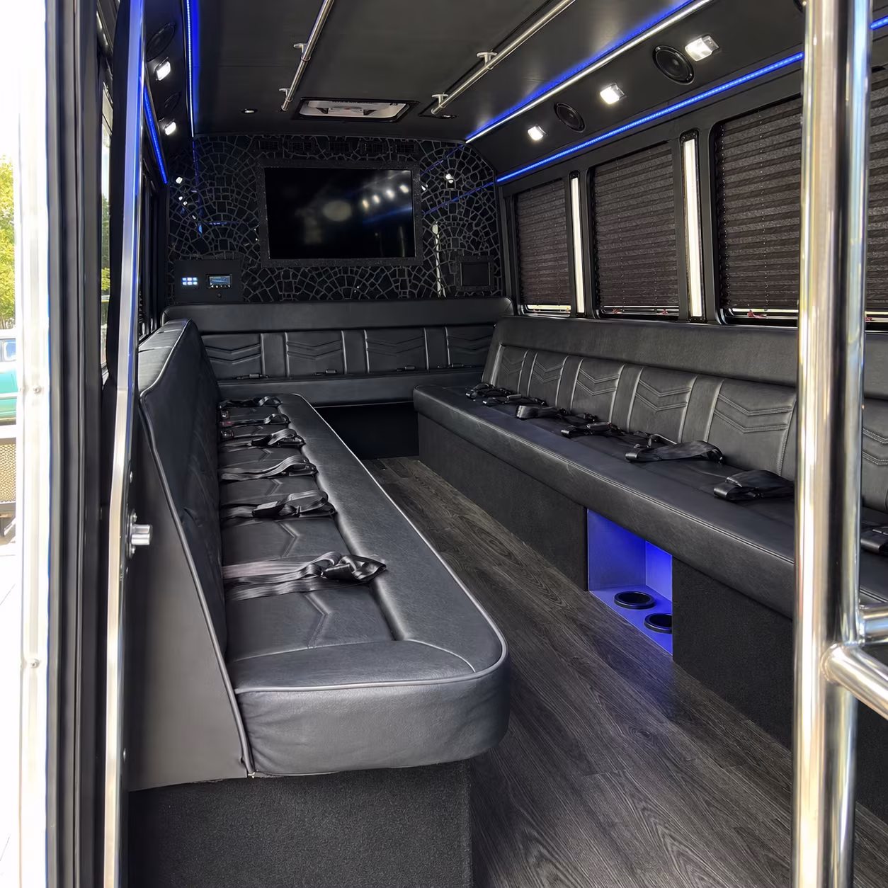 New Orleans Bachelor & Bachelorette Transportation party bus interior