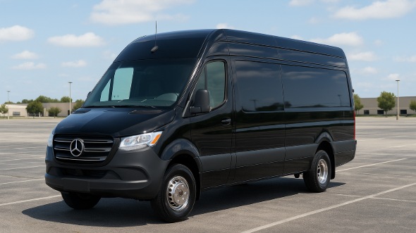Exterior of Charter Bus Company Lafayette's 14 Passenger Sprinter Limousine in Lafayette