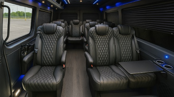 Interior of Charter Bus Company New Orleans's 18 Passenger Minibus in New Orleans