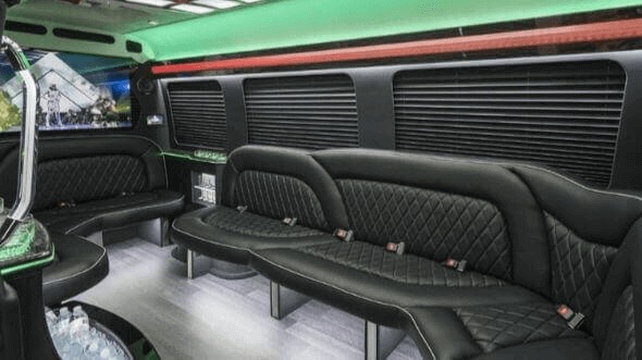 Interior of Charter Bus Company Gulfport's 18 Passenger Party Bus in Gulfport