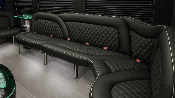 Interior of Charter Bus Company Kenner's 18 Passenger Party Bus in Kenner