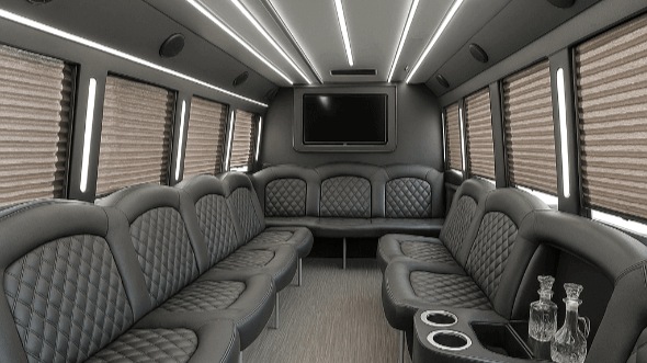 Interior of Charter Bus Company Metairie's 25 Passenger Party Bus in Metairie