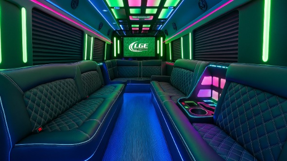 Interior of Charter Bus Company Beaumont's 28 Passenger Party Bus in Beaumont