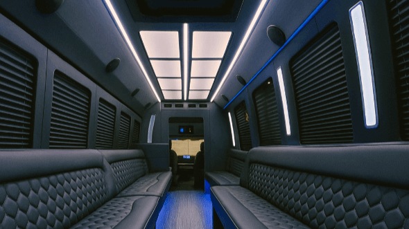 Interior of Charter Bus Company Baton Rouge's 40 Passenger Party Bus in Baton Rouge