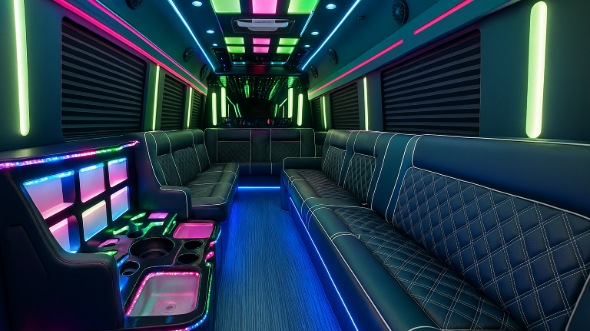Interior of Charter Bus Company Beaumont's 40 Passenger Party Bus in Beaumont