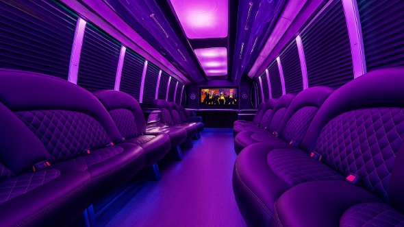 Interior of Charter Bus Company Gulfport's 40 Passenger Party Bus in Gulfport