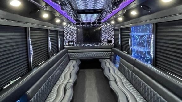 Interior of Charter Bus Company Lafayette's 40 Passenger Party Bus in Lafayette