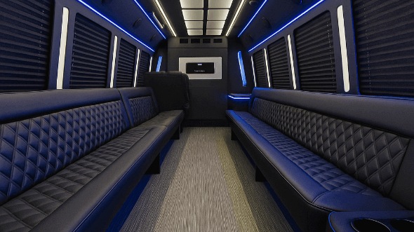 Interior of New Orleans Party Bus Company's 40 Passenger Party Bus in New Orleans