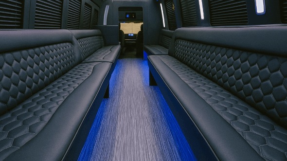 Interior of New Orleans Party Bus Company's 50 Passenger Party Bus in New Orleans